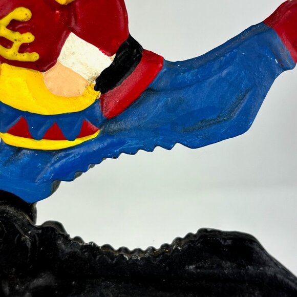 Vintage Cast Iron Nutcracker Man Soldier Lever 1950s Hand Painted on Wood Base - Picture 5 of 8